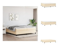 The Living Store Ramsäng med madrass gräddvit 200x200 cm tyg