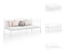 The Living Store Utdragbar sängram bäddsoffa vit metall 90x200 cm