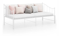 vidaXL Utdragbar sängram bäddsoffa vit metall 90x200 cm