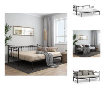 The Living Store Utdragbar sängram bäddsoffa svart metall 90x200 cm