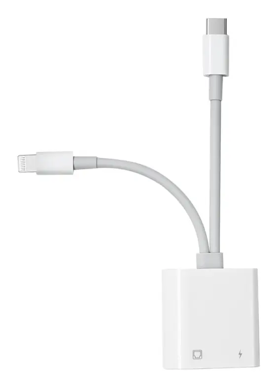 NK-1035 Pro 2 in 1 USB-C / Type-C + 8 Pin Male to RJ45 + 8 Pin Charging Female Interface Adapter