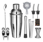 Cocktail set Dubbel shaker 750ml Rostfritt stål Silver 10 delar