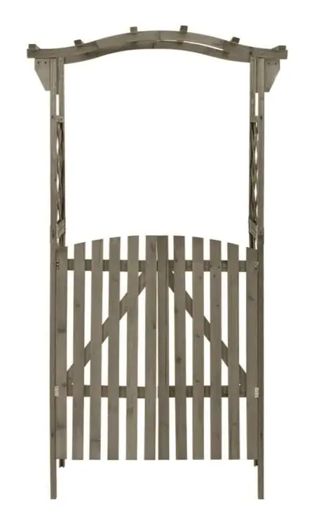 Pergola med grind 116x40x204 cm Grå massiv gran - SALALIS - SP119720