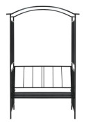 Trädgårdsbåge med bänk Svart 128x50x207 cm Järn - SURENHAP - J04961