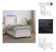 The Living Store Ramsäng med madrass & LED vit 90x190 cm konstläder