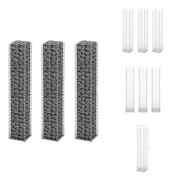The Living Store Gabionkorg set 3 st galvaniserad tråd 25 x 25 x 150 cm