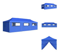 The Living Store Pop-Up hopfällbart partytält med 8 sidoväggar blå 3x9 m