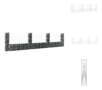 The Living Store U-formad gabionkorg med 4 stolpar järn 380x20x100 cm