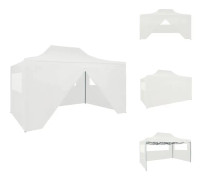The Living Store Hopfällbart partytält med 4 sidoväggar 3x4 m stål vit