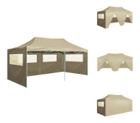 The Living Store Hopfällbart partytält med 4 sidoväggar 3x6 m stål gräddvit