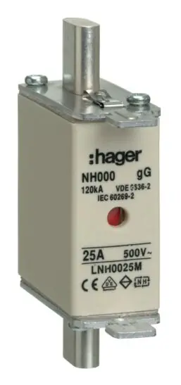 Hager Polo Fuse Insert NH000 25A 500V gG (LNH0025M)