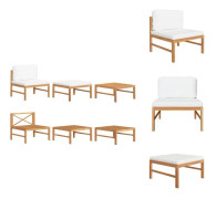The Living Store Loungegrupp för trädgården med gräddvita dynor 3 delar teak