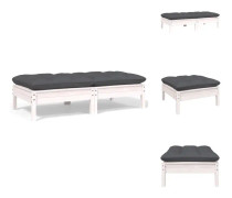 The Living Store Trädgårdssoffa 2-sits med dynor vit massiv furu