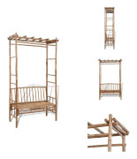 The Living Store Trädgårdsbänk med pergola 130 cm bambu