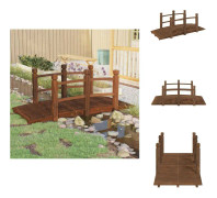 The Living Store Trädgårdsbro med räcken 150x67x56cm massivt granträ