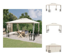 The Living Store Paviljong med draperier och dubbelt tak 3x4 m gräddvit
