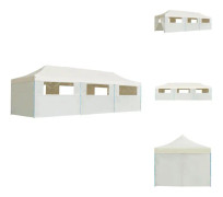 The Living Store Pop-Up hopfällbart partytält med 8 sidoväggar gräddvit 3x9 m