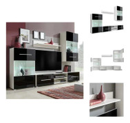 The Living Store TV-möbel med väggskåp och LED 5 delar svart