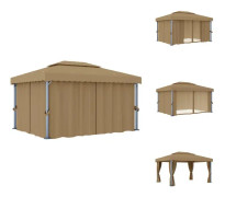 The Living Store Paviljong med draperi 4x3 m taupe aluminium