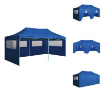 The Living Store Hopfällbart partytält med 4 sidoväggar 3x6 m stål blå