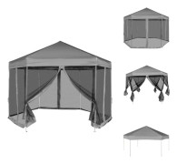 The Living Store Pop-Up Partytält med 6 sidoväggar sexkantigt 3,6x3,1 m grå
