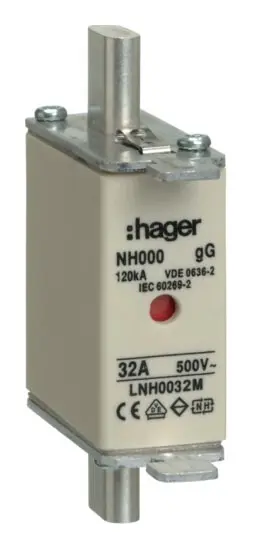 Hager Polo Fuse Insert NH000 32A 500V gG (LNH0032M)