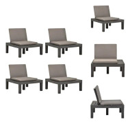 The Living Store Loungefåtöljer för trädgården med dynor 4 st plast antracit
