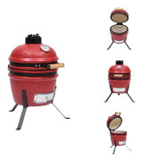 Kamado Rökgrill 2-i-1 keramik 56 cm röd