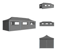 The Living Store Pop-Up hopfällbart partytält med 8 sidoväggar 3x9 m antracit