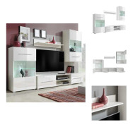 The Living Store TV-möbel med vitrinskåp och LED 5 delar vit