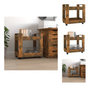 The Living Store Skrivbordsvagn rökfärgad ek 60x45x60 cm konstruerat trä
