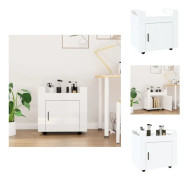 The Living Store Skrivbordsvagn högglans vit 60x45x60 cm konstruerat trä