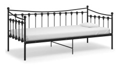 Sängram bäddsoffa svart metall 90x200 cm