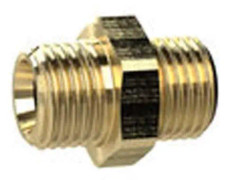 Riegler dubbelnippel 1/4AG x 3/8AG SW19 GL23mm cyl. Mässing (131759)