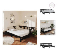 The Living Store Dagbädd utdragbar 2x(90x200) cm svart massiv furu