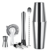 Cocktail set Dubbel shaker 750ml Rostfritt stål Silver 10 delar
