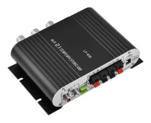 SALALIS-Stereo Amplifier Mini HiFi 2.1 Stereo Bass Auto Car Home Video Power Amplifier Support Silver