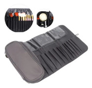 SALALIS Makeup Brush Case - Borstpåse Roll Up Vattentät Anti-Aging Nylon Dragkedja Grå