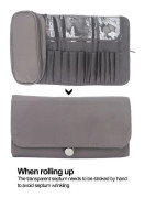 SALALIS Makeup Brush Case - Borstpåse Roll Up Vattentät Anti-Aging Nylon Dragkedja Grå
