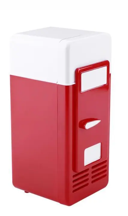 SALALIS Bärbart Kylskåp USB Mini Kylskåp LED USB Kylskåp Dryckesburkar Hushållsapparater Kylskåp Röd