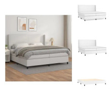 The Living Store Ramsäng med madrass vit 200x200 cm konstläder