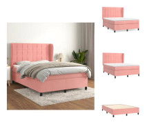 The Living Store Ramsäng med madrass rosa 140x200 cm sammet
