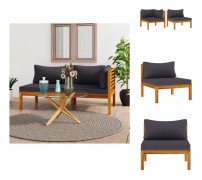 The Living Store Trädgårdssoffa 2 delar med mörkgrå dynor massivt akaciaträ