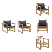 The Living Store Trädgårdsstolar med dynor 2 st bambu
