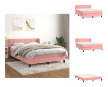 The Living Store Ramsäng med madrass rosa 140x190 cm sammet
