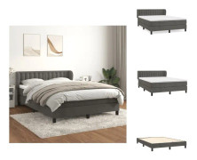 The Living Store Ramsäng med madrass mörkgrå 140x190 cm sammet