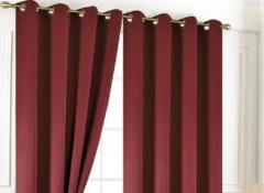 set med 2 mörkläggningssammetsgardiner 140 x 260 cm i polyester-burgunder-heminredning