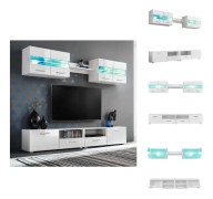 The Living Store TV-möbel 5 delar med LED-belysning högglans vit