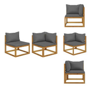 The Living Store Trädgårdssoffa 2 delar med mörkgrå dynor massivt akaciaträ