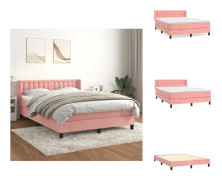 The Living Store Ramsäng med madrass rosa 140x200 cm sammet